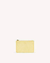 Quinn Zipped Card Holder - Light Yellow Croc