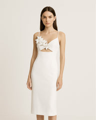 Bloom-Cut Contour Dress - White