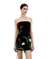 Tulip Appliqué Strapless Dress - Black
