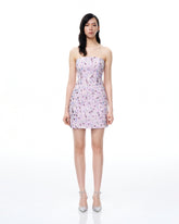 Esme Floral Sequin Embroidered Mini Dress - Purple