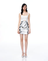 Arabella 3D Floral Sequin Embroidered Mini Dress - White