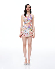 Valentino 3D Floral Embroidered Dress Set - Pastel Multi