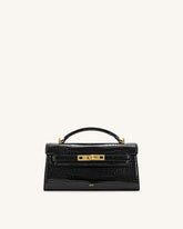 Noor Top Handle Bag - Black Croc