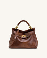 Lucia Classic Top Handle Bag - Coffee Brown