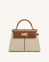 Elise Large Top Handle Bag - Brown Canvas