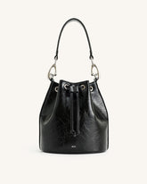 Yulia Crushed Bucket Bag - Black