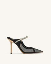 Scarlett Crystal Strap Sandals - Black