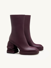 Saylor Round Toe Platform Ankle Boots - Dark Burgundy