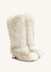 Isabella Slouchy Faux Fur Boots - White