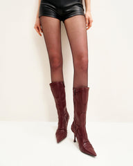 Odette Futuristic Heeled Bike Boots - Burgundy