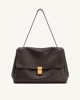 Hilary Woven Shoulder Bag - Dark Brown
