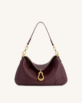Jayla Metal Pendant Embellished Shoulder Bag - Deep Burgundy
