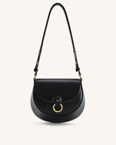 Diana Ring Flap Saddle Bag - Black