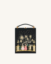 Taya-Fireworks Pattern Book Shape Clutch Bag - Black