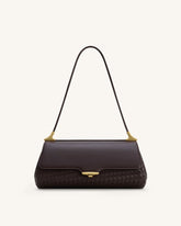 Eloise Woven Shoulder Bag - Dark Brown