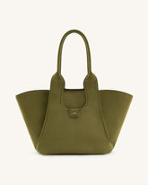 Cara Faux Suede Tote Bag - Dark Olive