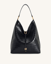 Aria Shoulder Bag - Black Croc