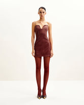 Eva Spaghetti Strap Sueded Dress - Burgundy