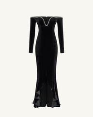 Allison Off-Shoulder Evening Gown - Black