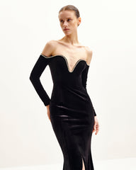 Allison Off-Shoulder Evening Gown - Black