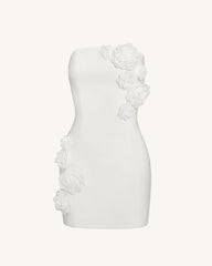 Blossoming Elegance Strapless Dress - White