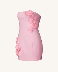 Blossoming Elegance Strapless Dress - Pink