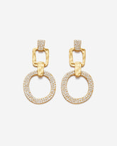 Geometrical Openwork Round Earrings - 18ct Gold Plated & White Zircon
