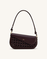 Addisyn Cutout Woven Shoulder Bag - Burgundy
