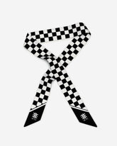 Gradient Checkerboard Faux Silk Twill Scarf - Black