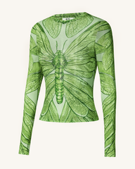 Dragonfly Vein Sheer Top - Green