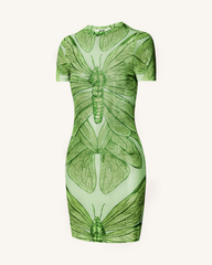 Dragonfly Shell Mini Dress - Green