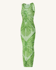 Dragonfly Axis Tank Mesh Dress - Green