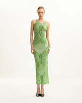Dragonfly Axis Tank Mesh Dress - Green