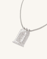 Roman Small Arch Pendant Necklace - 18ct White Gold Plated & White Zircon