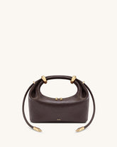 Ellie Metal Ring Embellished Top Handle Bag - Dark Brown