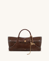 Maeve Dachshund Metal Charm Tote Bag - Dark Brown