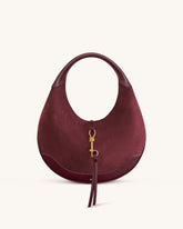 Colette Faux Suede Crescent Hobo Bag - Deep Claret