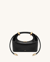 Ellie Metal Ring Embellished Top Handle Bag - Black