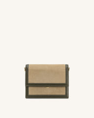 Mini Flap Faux Suede Crossbody - Green