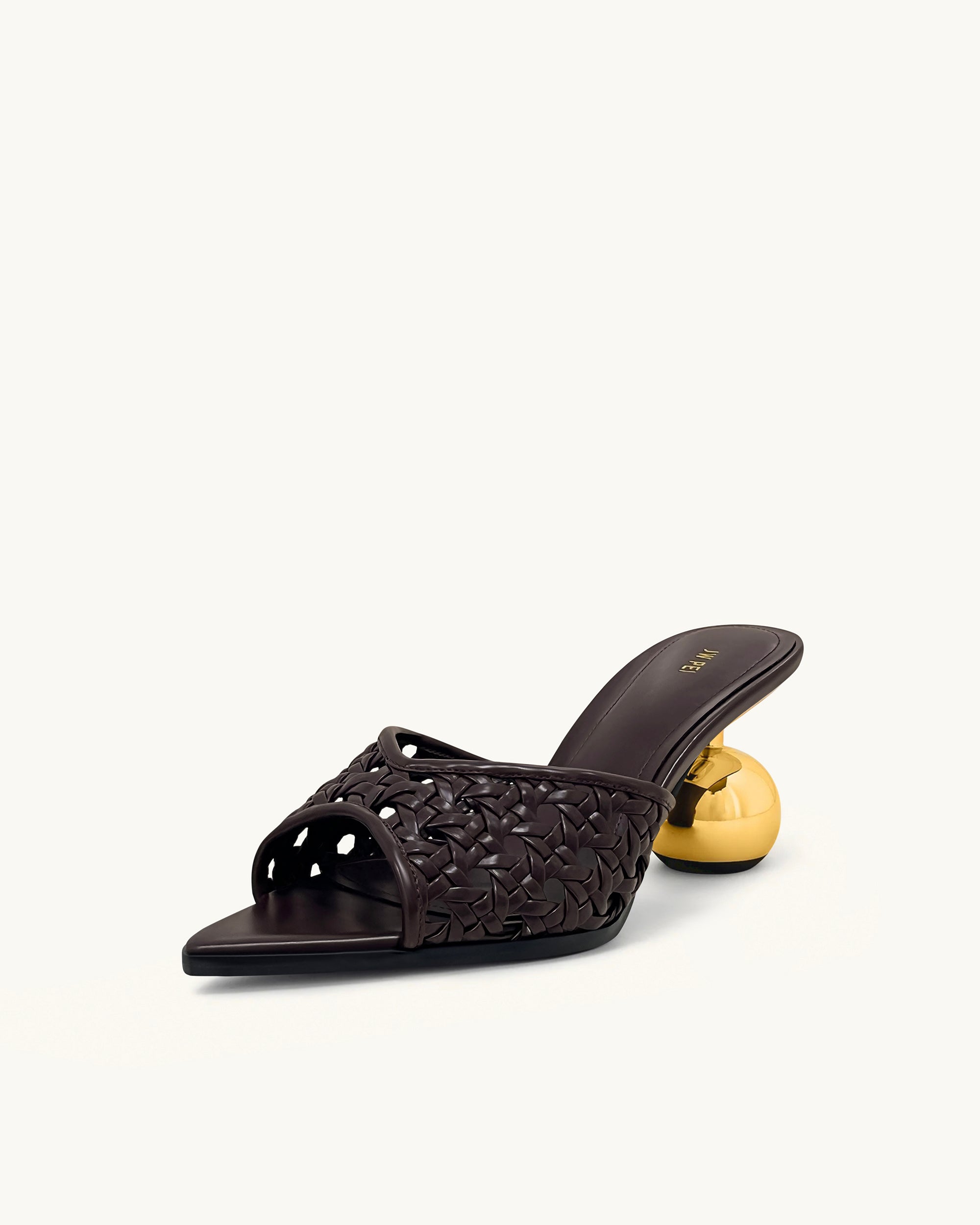 Ellie Woven Sphere Heel Mules - Deep Burgundy