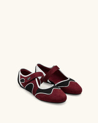 Zoe Mary Janes Flats – Burgundy Black