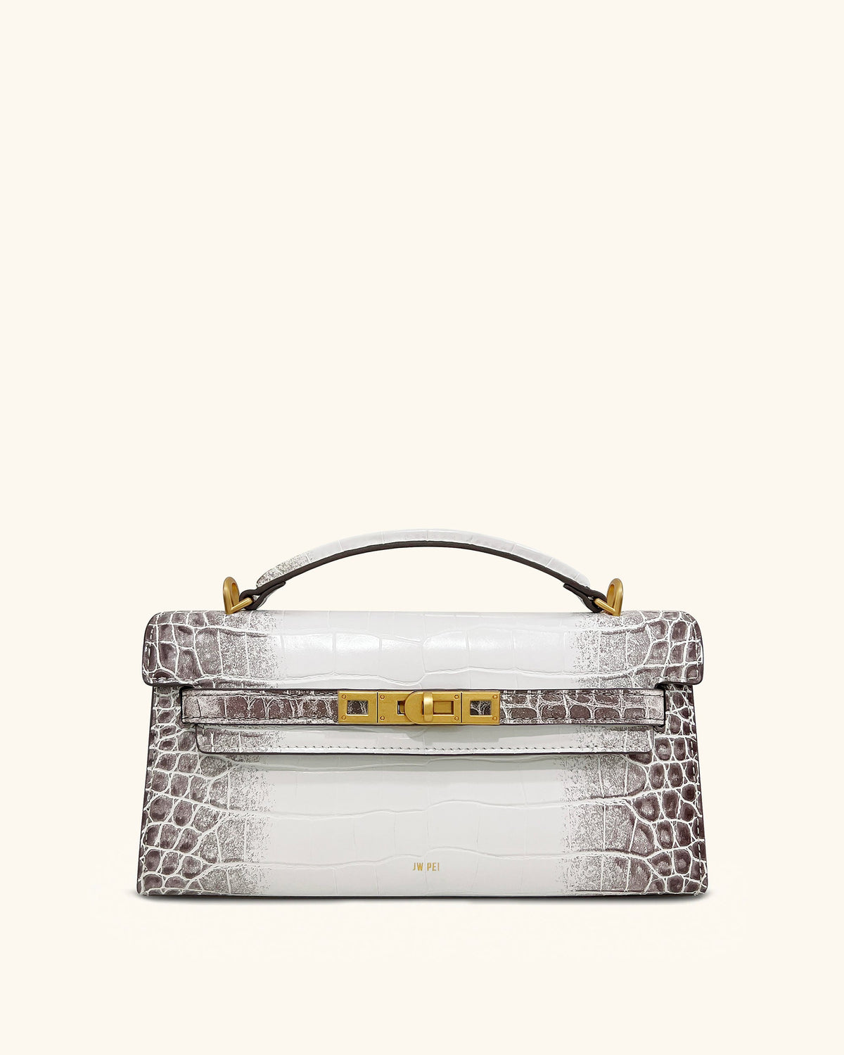 Noor Top Handle Bag - White Croc
