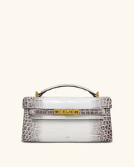 Noor Top Handle Bag - White Croc
