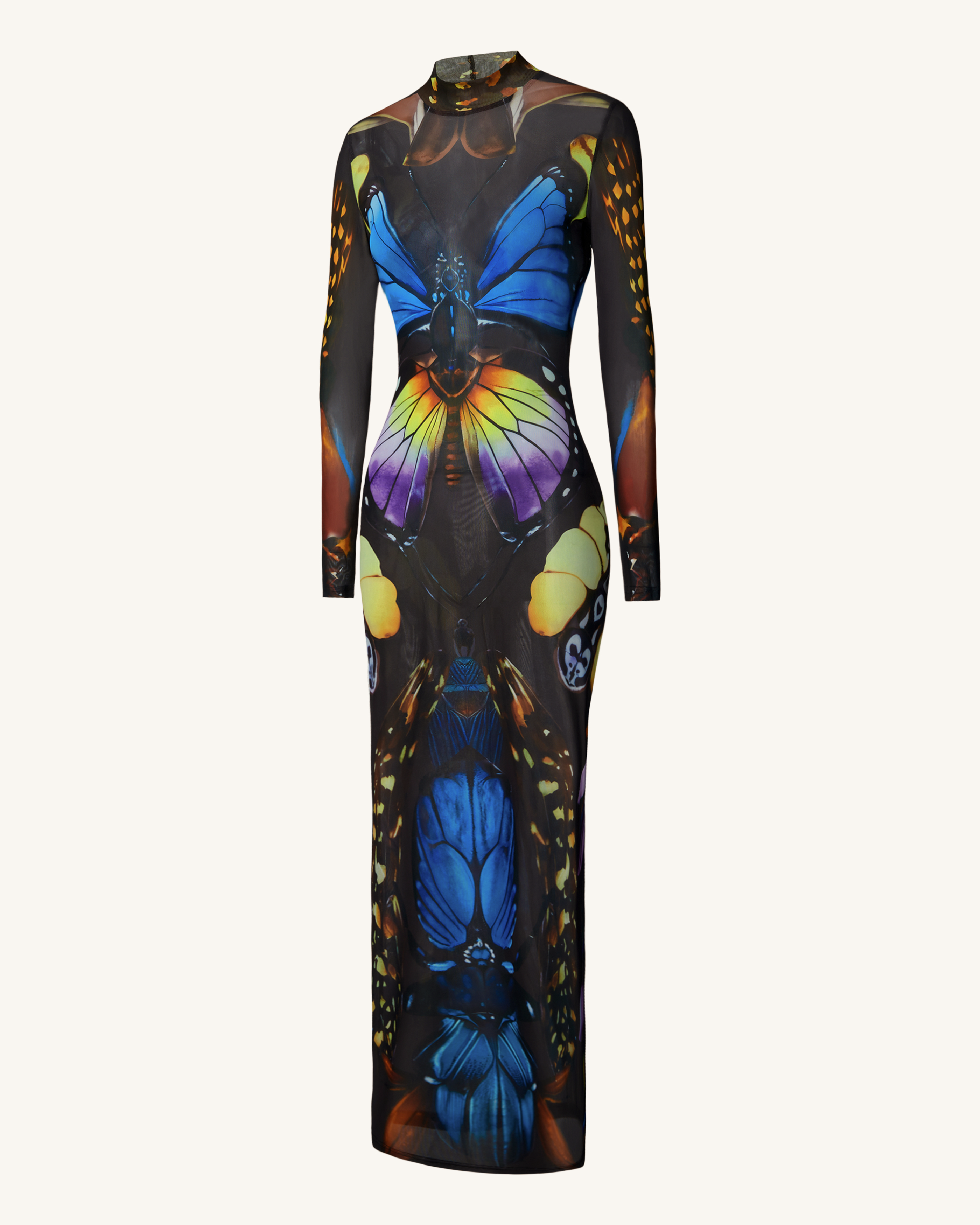 Butterfly Mesh Maxi Dress - Multicolor