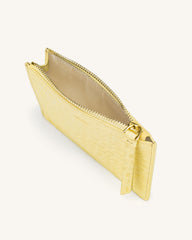 Quinn Zipped Card Holder - Light Yellow Croc