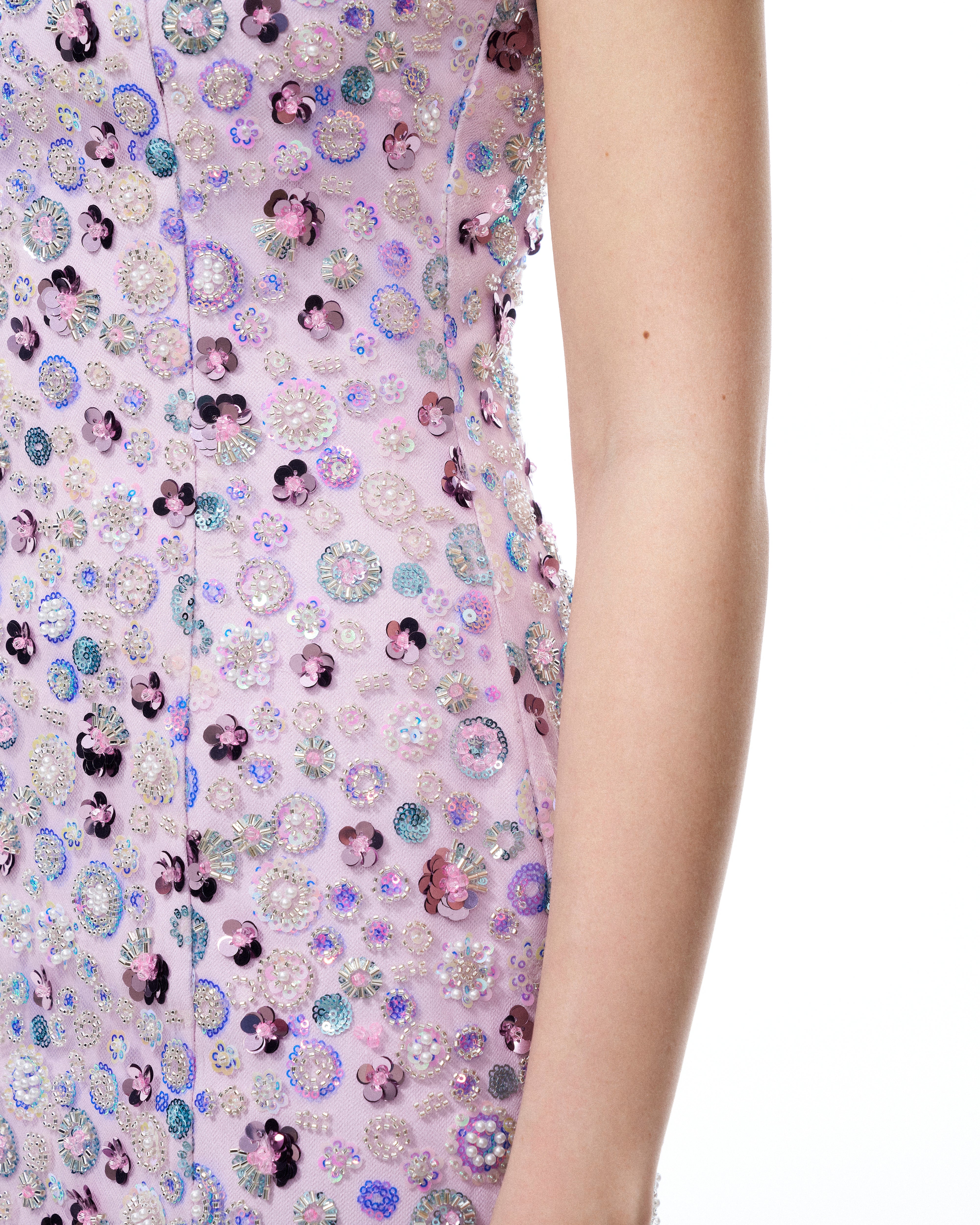 Esme Floral Sequin Embroidered Mini Dress - Purple