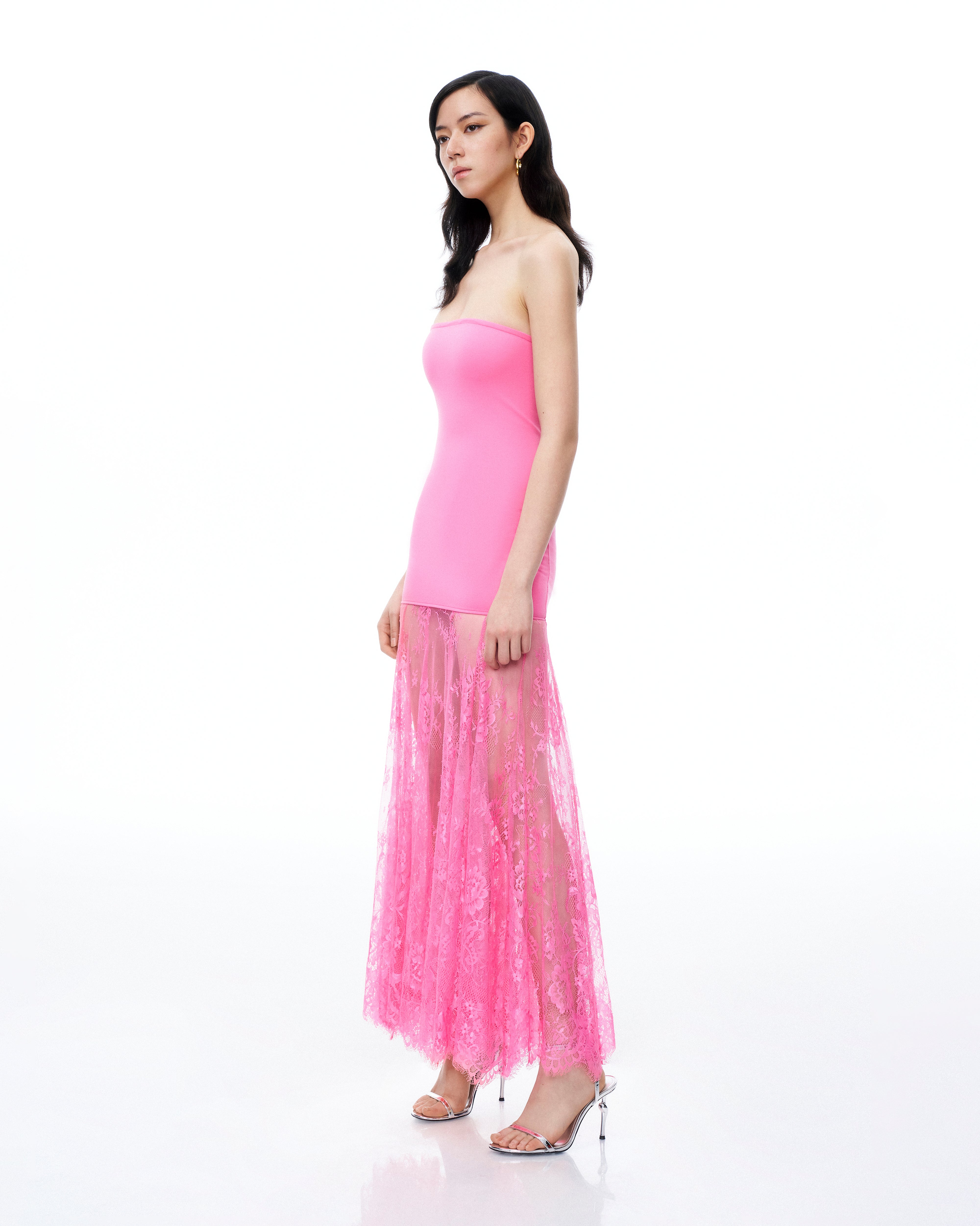 Evadne Floral Lace Dress - Pink