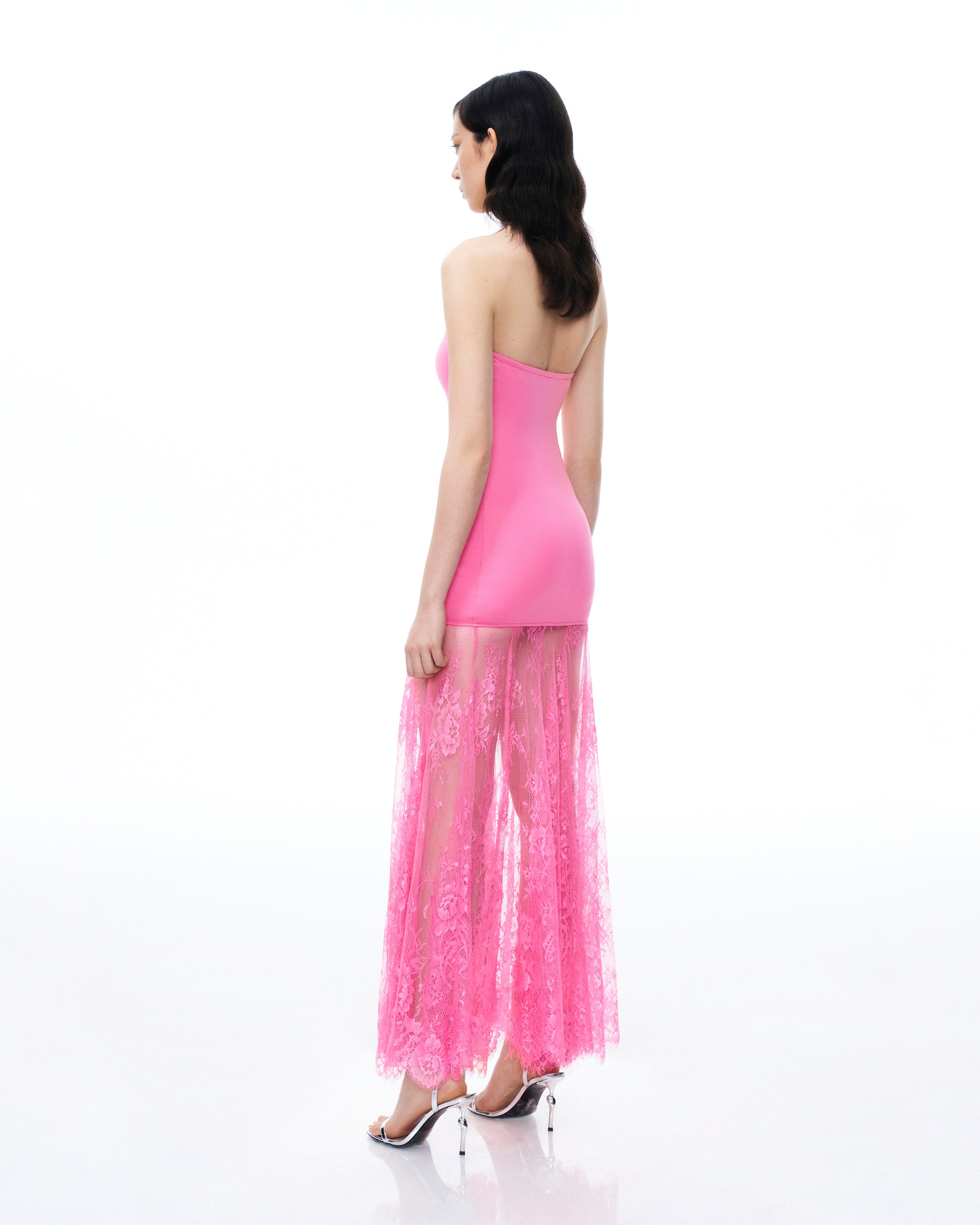 Evadne Floral Lace Dress - Pink