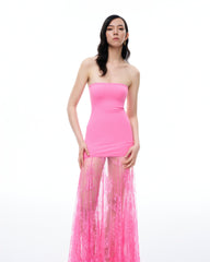 Evadne Floral Lace Dress - Pink