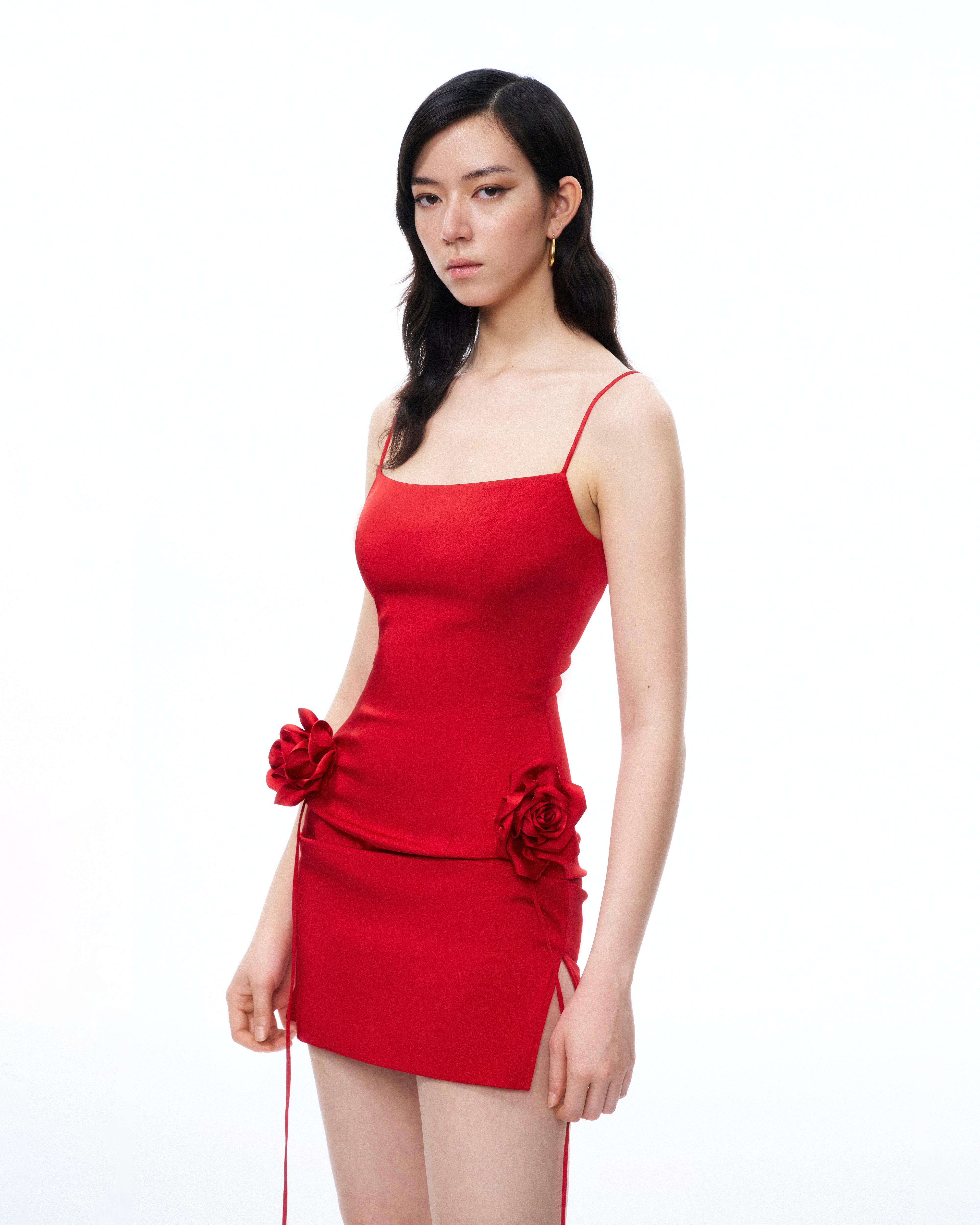 Bellamy 3D Floral Mini Dress - Red
